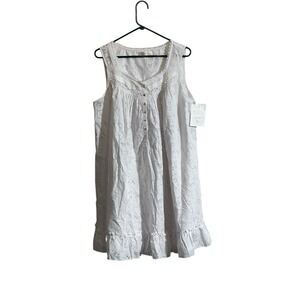 NEW Eileen West Floral Lace Cotton Ballet Nightgown White Delicate Feminine Larg